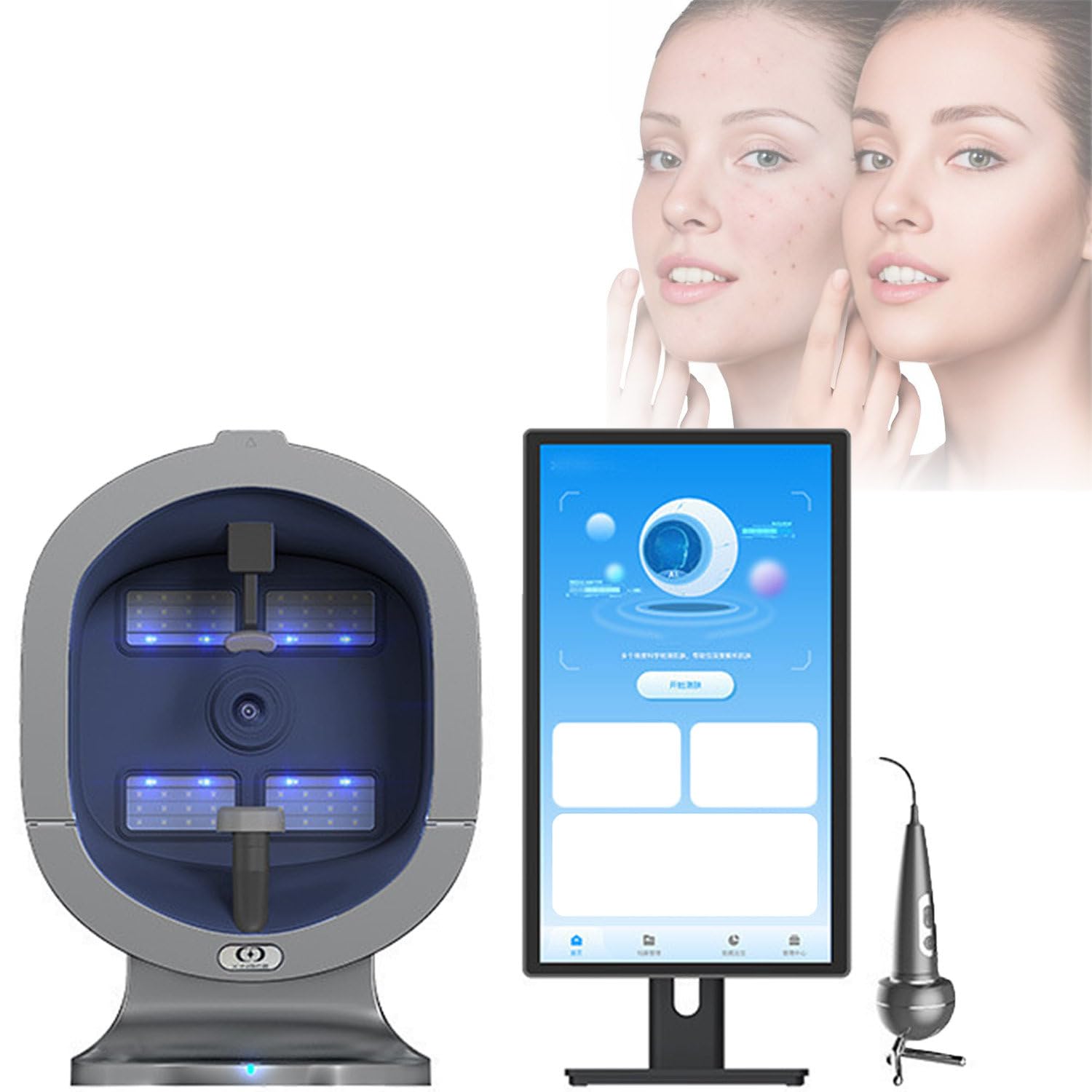 ToayNia 3D Intelligent Face Skin Analyzer,Full-Facial Analysis Instrument,Skin Condition Evaluation,Spectrum Facial Scanner For Face & Scalp,Smart Assessment & Visual Reports 21.5