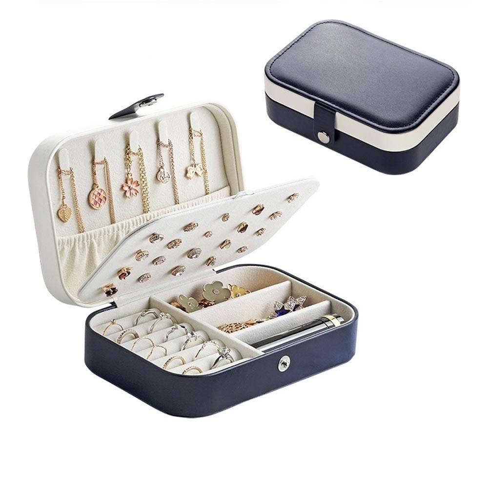 OZBMA Jewelry Storage Box Carry Small and Delicate PU Leather Earring Necklace Bracelet Display Girl