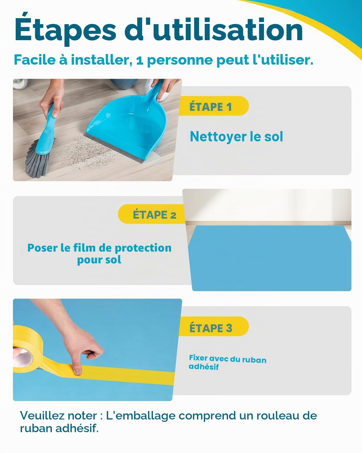 Film de protection de sol de haute qualité 30㎡ tapis de protection de sol
