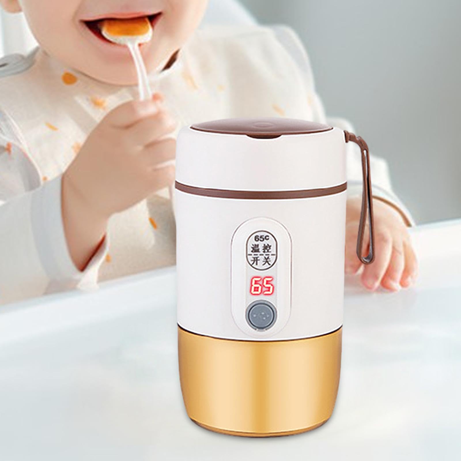 perfk Baby-Milchwärmer, USB, 500 ml, Mehrzweck-Reise-Wasserkocher, Temperaturregelung für Reisen, Einkaufen, Reisen, Camping im Freien, Beige