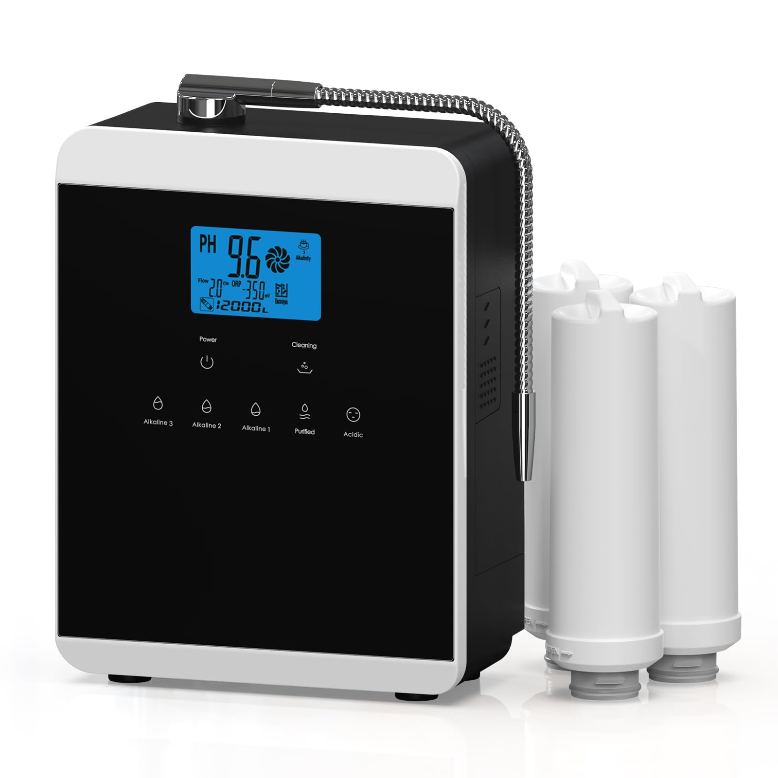 11 Titanium Plates Alkaline Water Ionizer Machine with 3 Water Filters, Adjustable pH 4.0–10.5, Self-Cleaning，600mV ORP, Heating Function-image-25