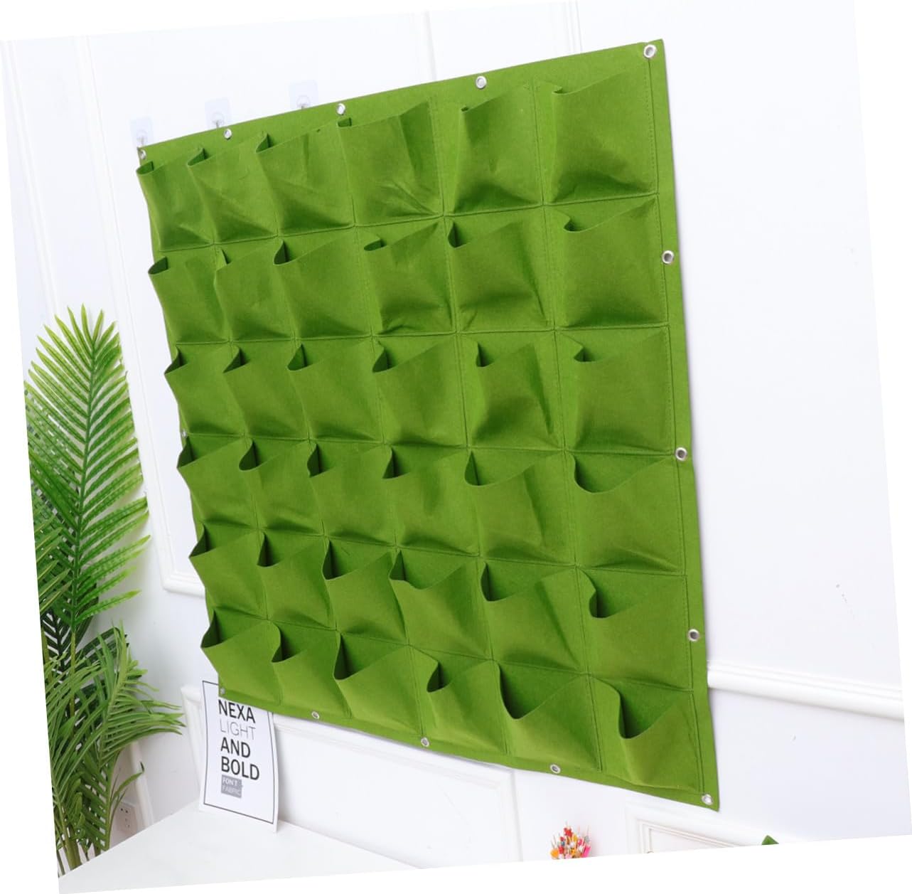Green Vertical Wall Hanging Planting Bag Felt Planter for Indoor Outdoor Gardening Balcony Vertical Garden Nursery Container for Vegetables Herbs