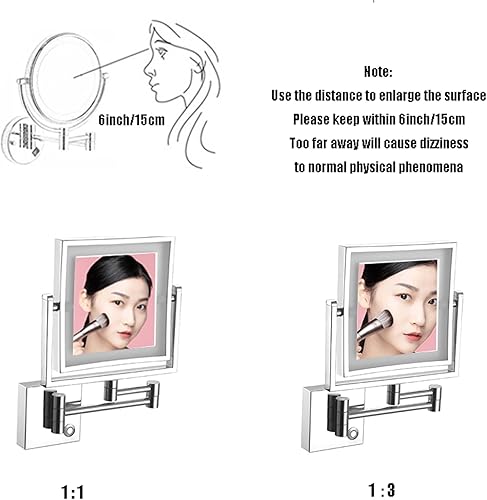 Miniatura 5 de Espejo de maquillaje con luz LED, espejo de maquillaje montado en la pared, exquisitos espejos cosméticos para el hogar, giro de 360, tacto