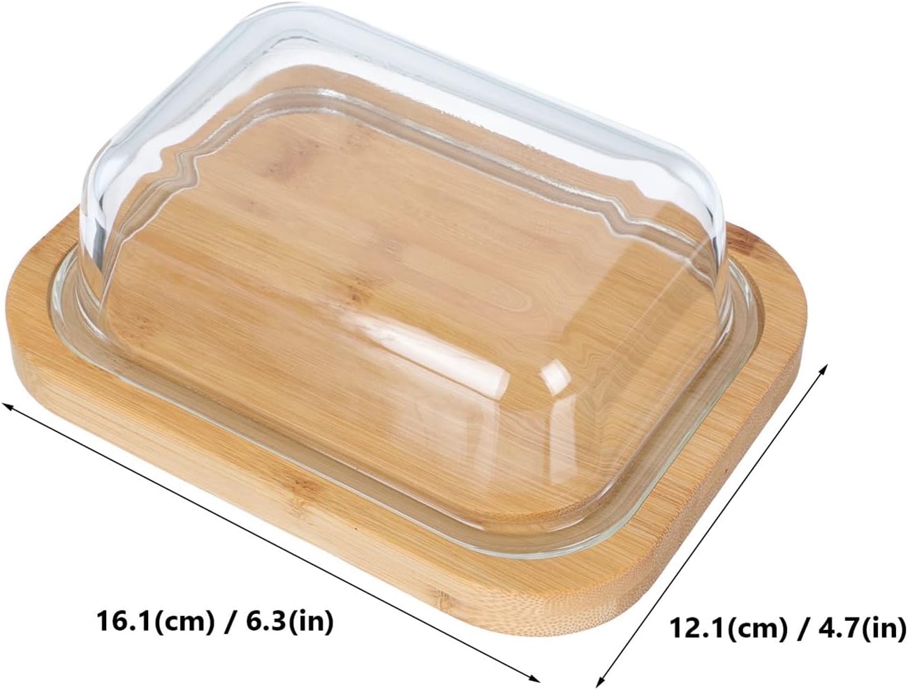 Butter Container Butter Dish Rectangular Cheese Storage Tray Plate Butter Container with Glass Lid Keeper Butter Dishes for All Types of Butter