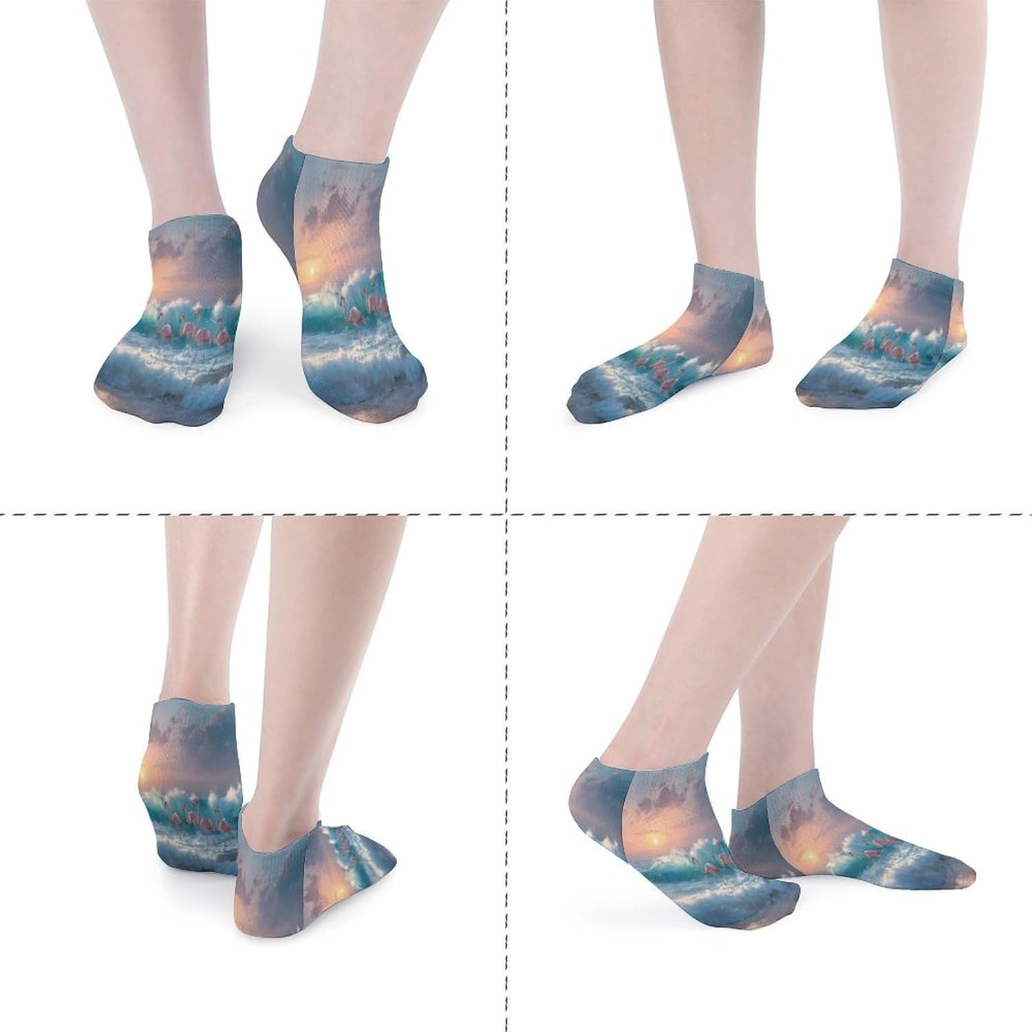 Wild Flamingo Tropical Beach Socks for Men Women 5 Pairs Ankle Socks