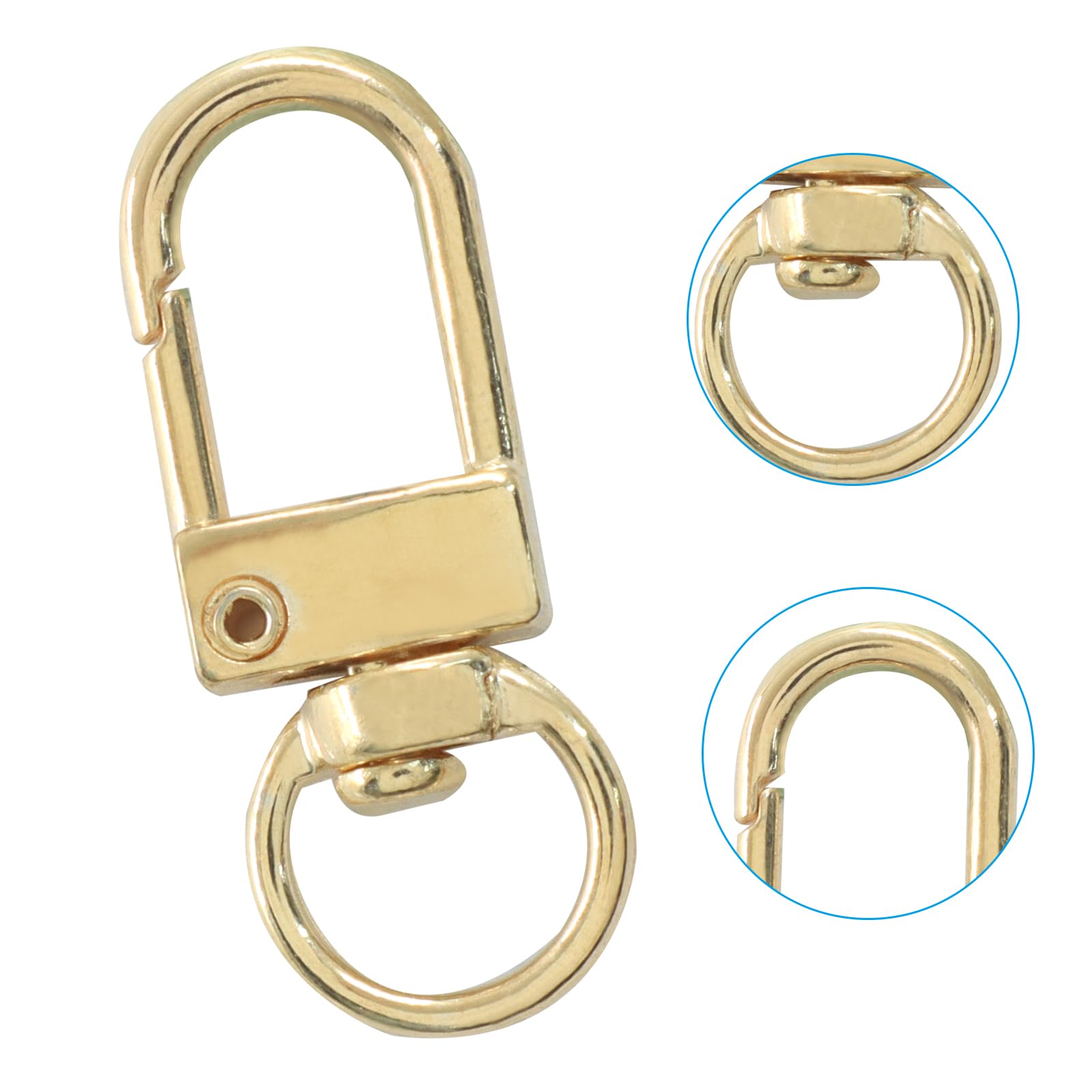 Paquete de 30 cierres de pinza de langosta, cordones giratorios para llavero, fabricación de joyas, conector de bolso, manualidades y accesorios de llavero (dorado)
