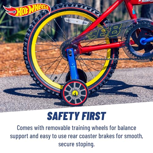 Image of Dynacraft Hot Wheels BMX Bike for Boys, 12-18 Inch Kids Bike, Ages 3-9, Rev Grip Handlebar Feature, Red & Black