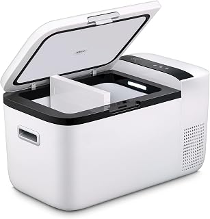 ICECO GO20 Dual Zone Portable Refrigerator, Separate Control, 21 Quart/20 Liter, DC & AC, 0℉ to 50℉, with Danfoss Compressor, Mini Fridge Cooler Refrigerator for Outdoor, Home Use, White