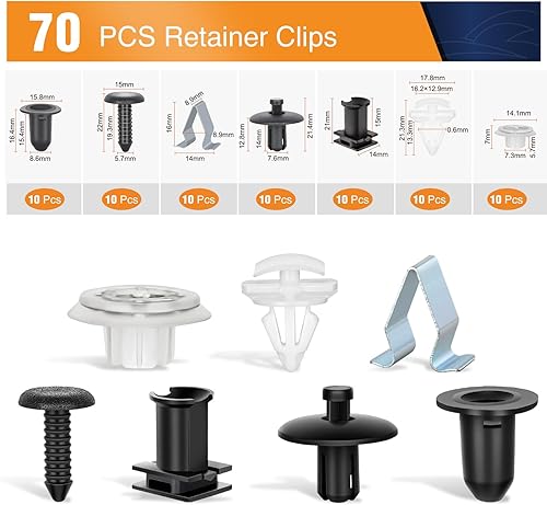 Vista 95 de GOOACC GRC-70 - 35 piezas de pernos de protección contra salpicaduras para motor, parachoques guardabarros, retenedor de empuje, clips de remache