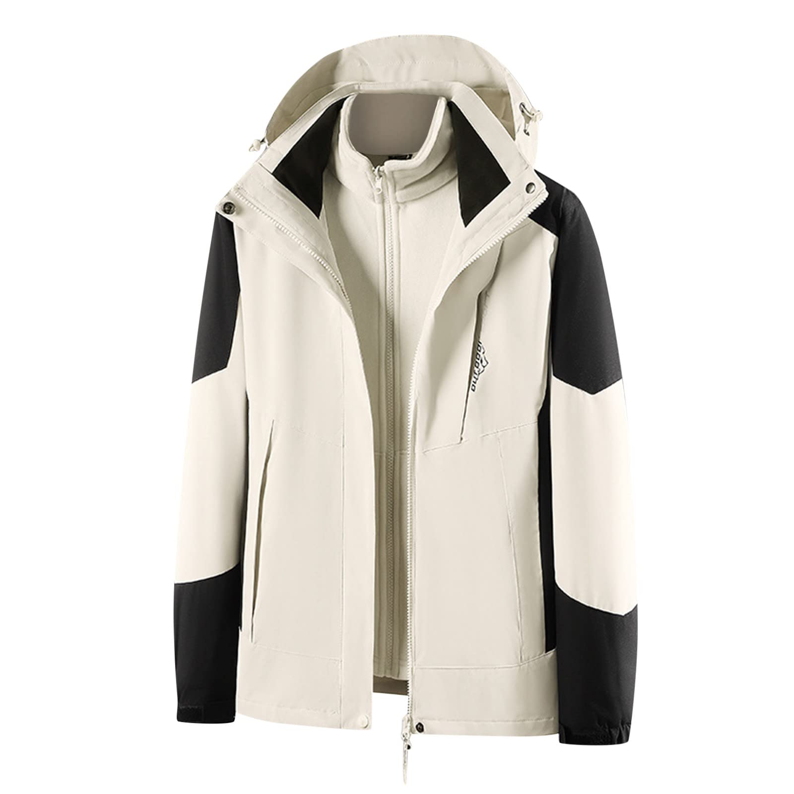 Warehouse Veste imperméable doublée de polaire pour femme, manteau d'hiver coupe-vent pour la neige, la marche en polaire imperméable avec poches, pour le ski d'hiver