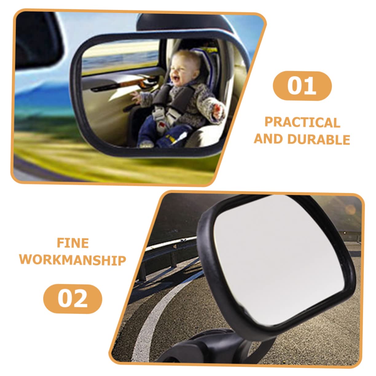 TOYANDONA 3pezzi Specchietto Retrovisore Per Ventosa Ampio Angolo Di Visione Per Sicurezza Auto Per Seggiolini e Passeggini Facile Da Installare e Utilizzare
