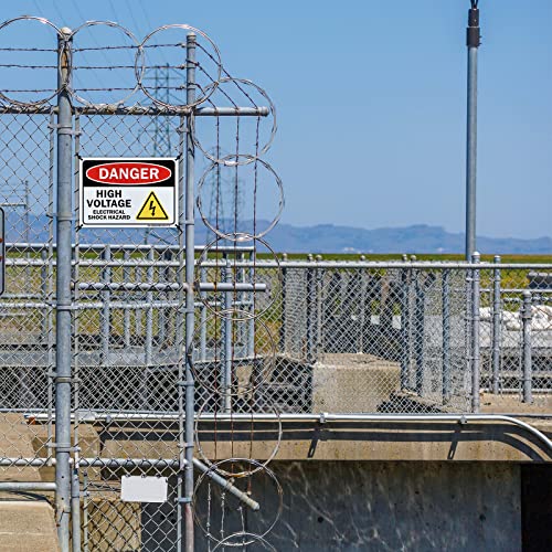 Diesott DI-DHV719-2 Danger High Voltage Sign, 2 Pack Electrical Shock Hazard Sign- 10X7 Inches Aluminum Warning Sign thumb #3