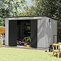 Domi 6.2x11FT Outdoor Resin Storage Shed, All-Weather Double-Wall Storage Building with Sloping Roof for Backyard, Garden, Lawn Tools, Mower, Bike & Pool Equipment, Lockable Doors, Ventilated Roof