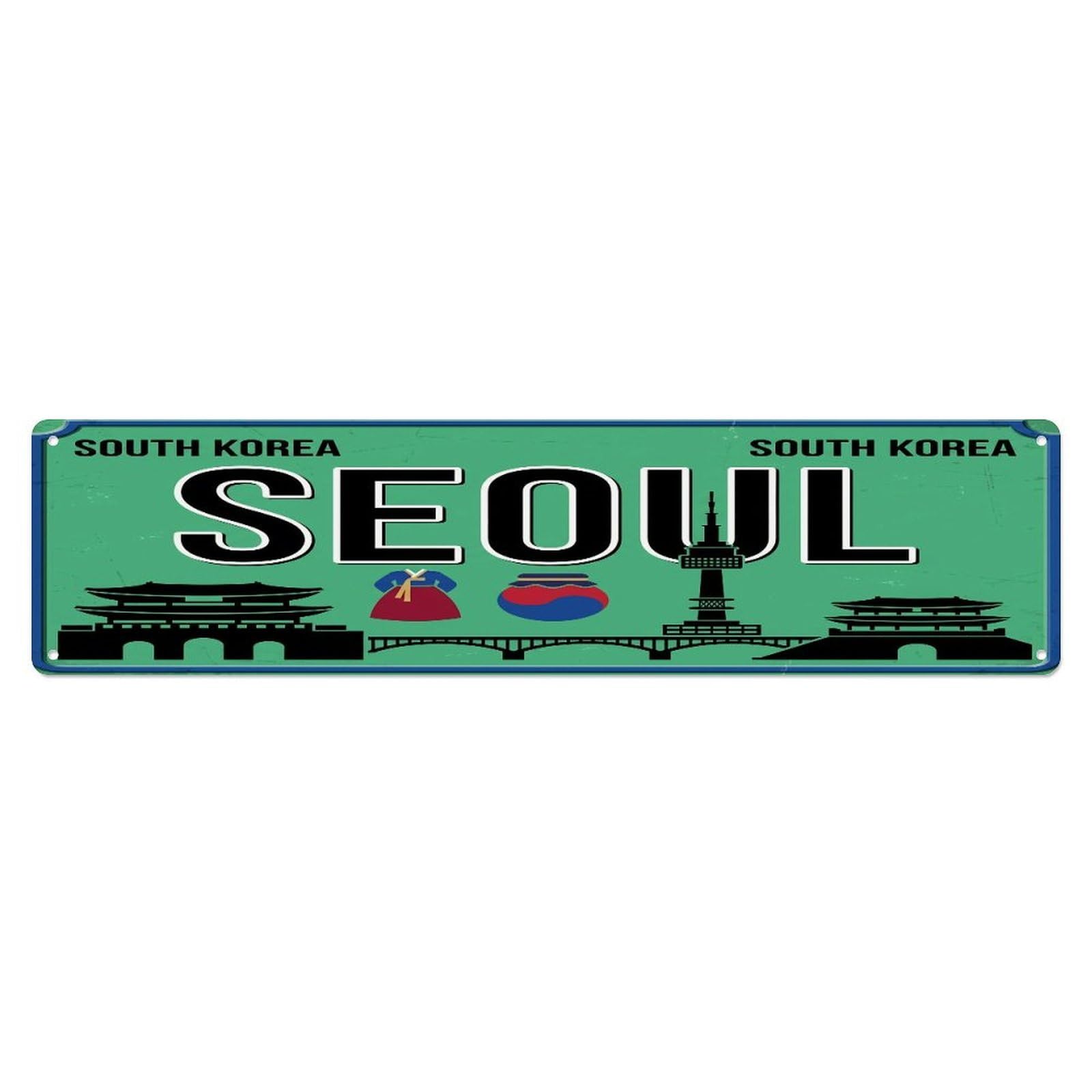 Tgrcjimh Style Metal Tin Sign Vintage Travel Seoul Korea Palace Tower