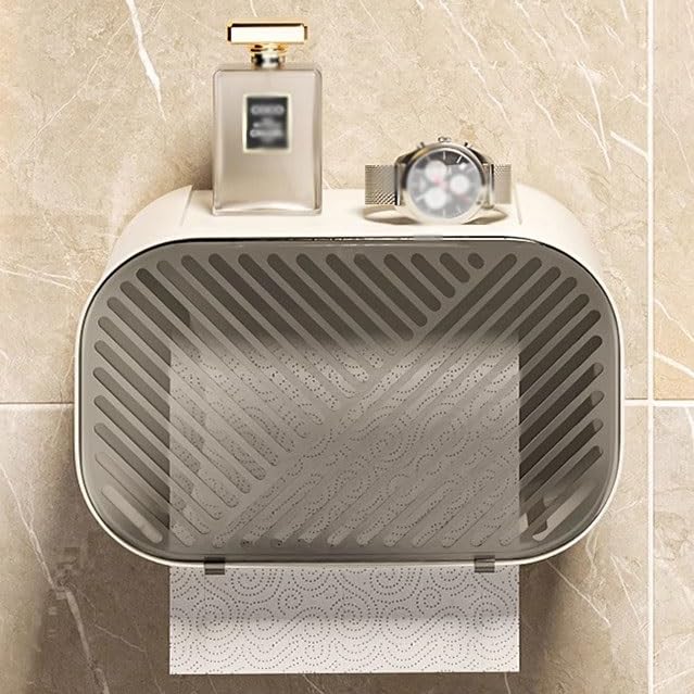 Boîte à papier toilette suspendue avec tiroir mural perforé - 5