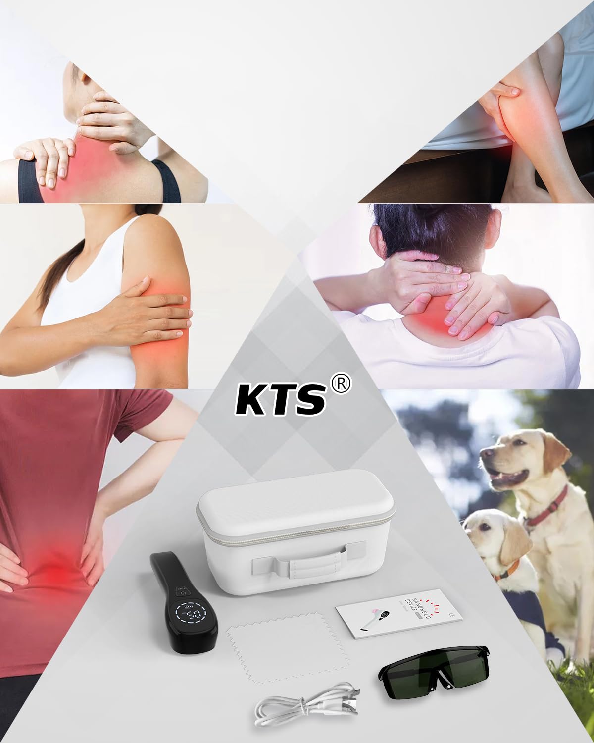 KTS Terapia de Luz Roja de Mano, Reduce la Inflamación/Reduce el Dolor, (650/808nm) Sondas de Lámpara Infrarroja Ayudan a Mejorar la Circulación/Remover la Estasis y Restaurar el Tejido Blando