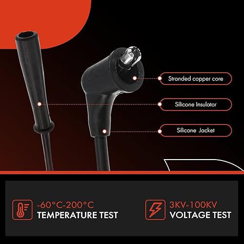 Miniatura 5 de A-Premium Juego de 5 cables de bujía de encendido compatibles con Nissan Sentra 1982 y Mazda MX-6 626 1988-1992, B2000 1986, B2200 1987-1993 y