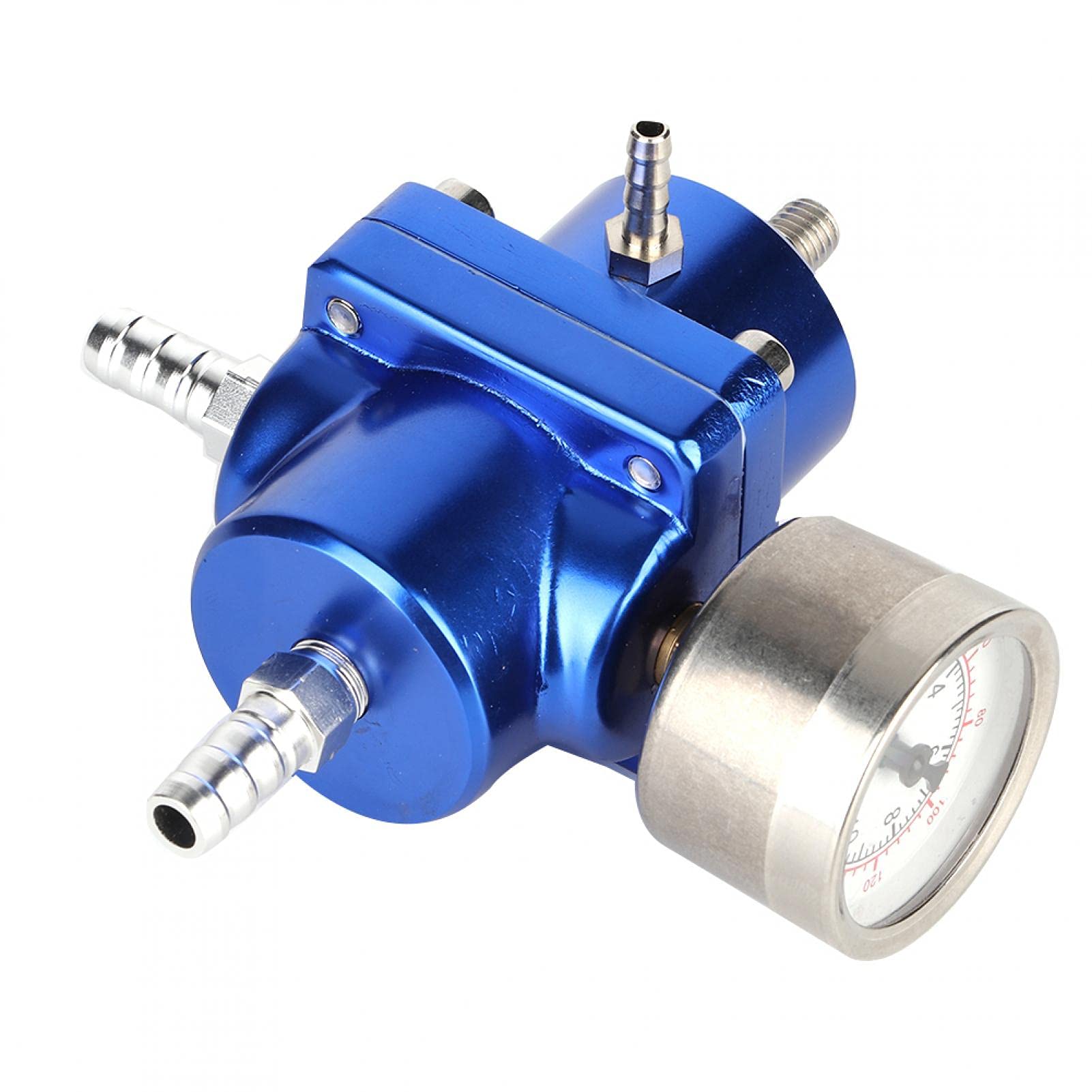 Regulador de presión de combustible, regulador de presión de combustible universal FPR de aleación de aluminio con manguera de calibre 0-140psi ajustable(azul)