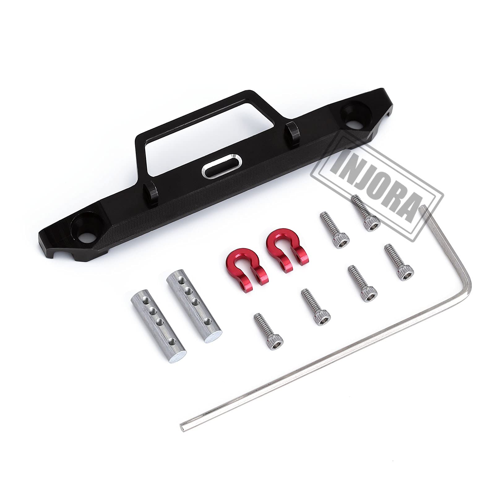 Parachoques delantero de metal con anillo en D Grillete de remolque para 1/24 RC Crawler Car Axial SCX24 Wrangle C10 90081 Deadbolt Chevrolet 2