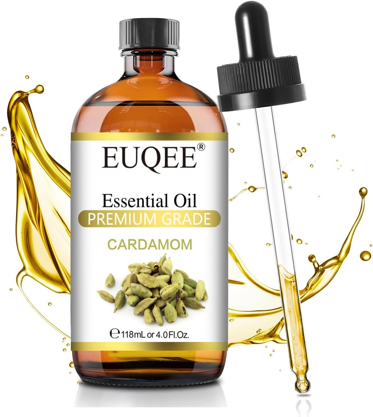Cardamon Essential Oil 118 ml Large Bottle Premium Cardamon Oil with Glass Dropper, Great for Diffusers, Candle & Soap Making-4oz