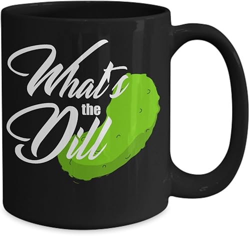 Miniatura 2 de Dill mUg - What's The Dill - Pickle Pun 11 or 15 oz Black Motivational, Inspirational, Cute and Funny Coffee Comment Tea Cup With Positive Uplifting