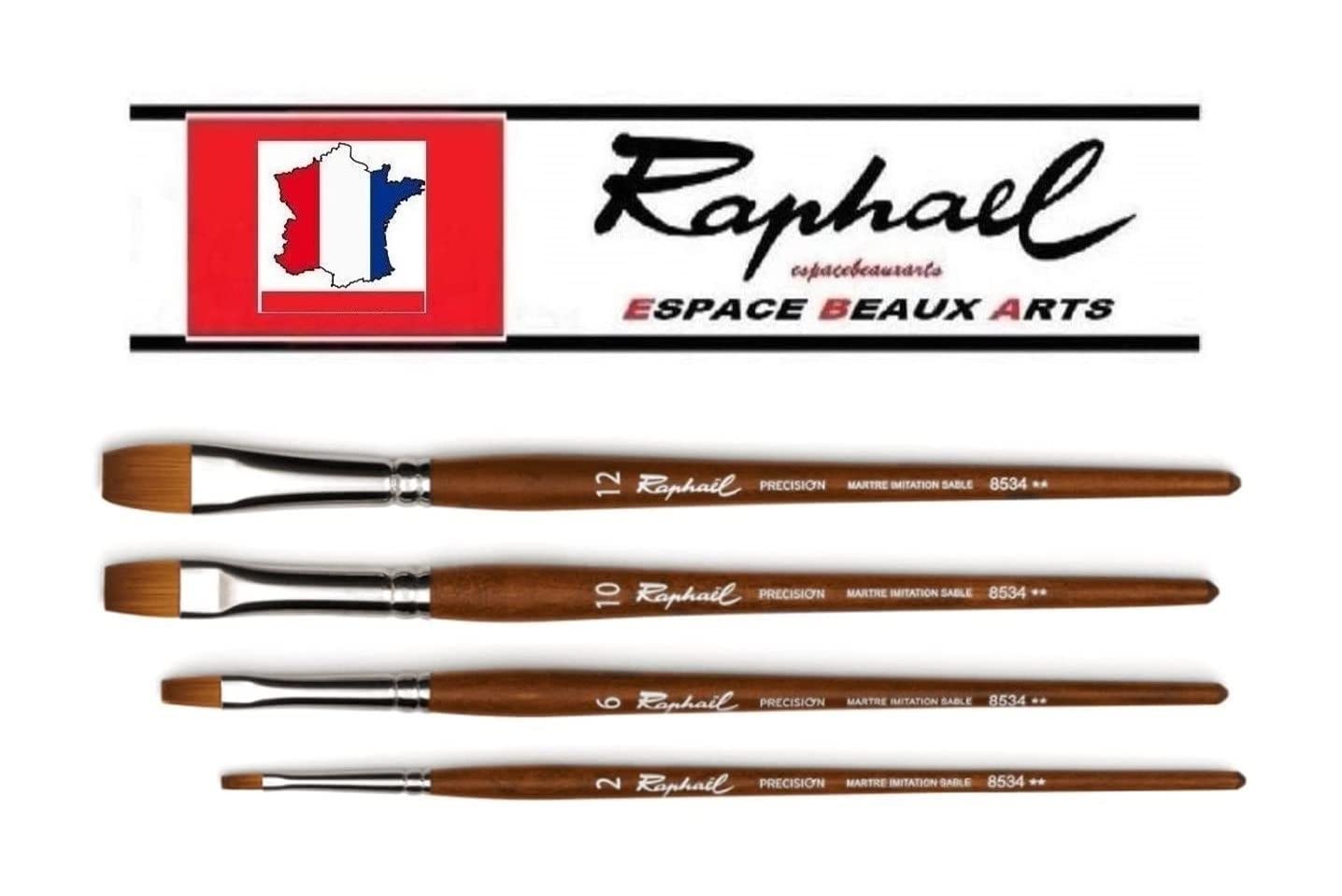 Raphael ESPACE BEAUX ARTS Pinceau PLAT Série 8534 MARTRE IMTATION Sable set 4 pcs