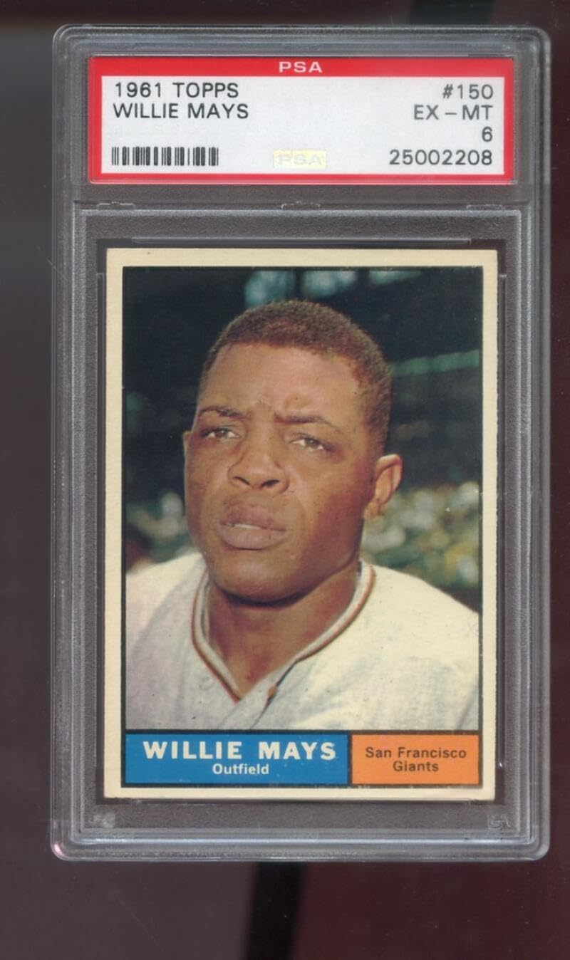 1961 Topps #150 Willie Mays San Francisco Giants PSA 6 EXMT Graded Baseball Card