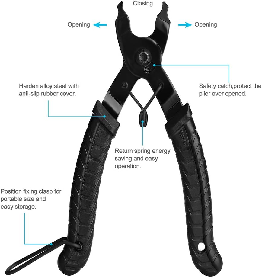 A AKRAF Bicycle Chain Repair Tool Kit with Bike Link Plier, Chain Breaker Splitter Tool, 6 Pairs Bicycle Missing Links, Bicycle Mechanic Tool Kit with Chain Master Link Remover and Connector : Sports & Outdoors