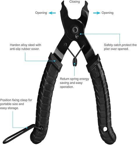 Miniatura 2 de Kit de herramientas de reparación de cadena de bicicleta con alicates de eslabones de bicicleta, herramienta divisora de rompecadas, 6 pares de