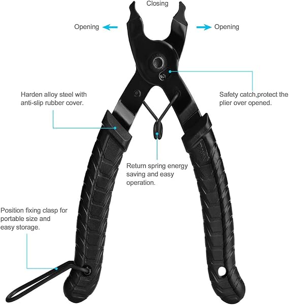 Bike Chain Repair Tool Kit with Link Pliers, Chain Breaker Splitter and 6 Pairs Missing Links for Shimano, SRAM and KMC Compatible 7-11 Speed and Single Speed Bicycle Chains