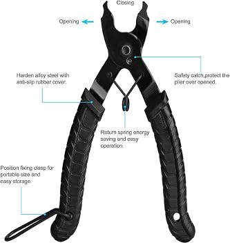 Bike Chain Repair Tool Kit with Link Pliers, Chain Breaker Splitter and 6 Pairs Missing Links for Shimano, SRAM and KMC Compatible 7-11 Speed and Single Speed Bicycle Chains