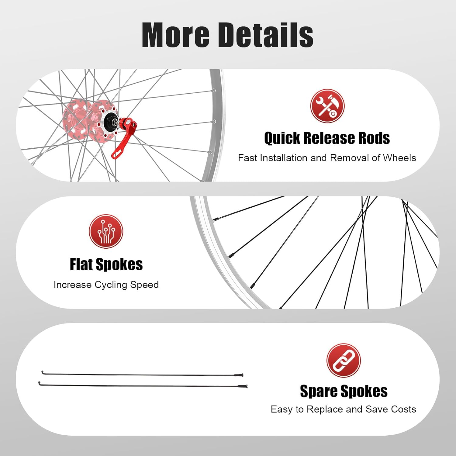 29 Inch Mountain Bike Wheel Set, Disc Brake MTB Wheelset Set Quick Release Front Rear Wheels Bike Wheels Aluminum Alloy Rim for 7-12 Speed Cassette Bicycle Wheelset