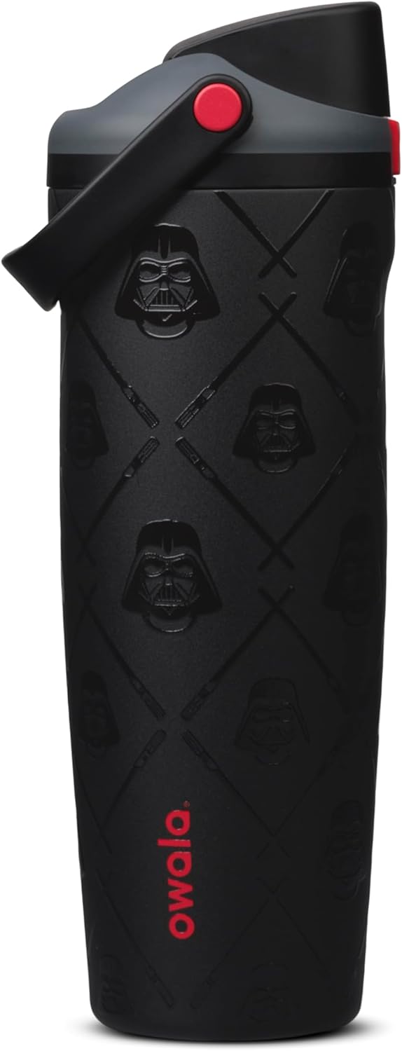 Owala Star Wars FreeSip Sway Insulated Stainless Steel Water Bottle with Two-Way Spout, Built-In Straw and Bucket Handle, Made for Travel, School, and Sports, 30oz, BPA Free, Leak Proof, Darth Vader - $39.99