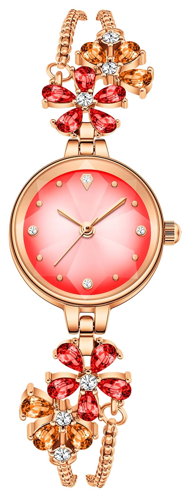 findtime Analoge Damenuhr Klein Schmal Quarzuhr Diamond Gliz