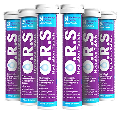 O.R.S Hydration Tablets with Electrolytes, Vegan, Gluten and Lactose Free Formula - Natural Blackcurrant Flavour, 144 Tablets (6 Tubes of 24)