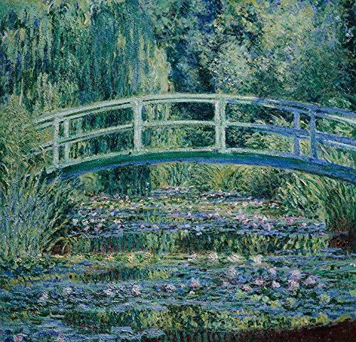 Lírios Aquáticos e a Ponte Japonesa Jardim Asiático Pintura de