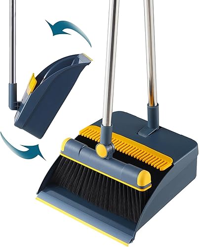 Miniatura 2 de Combo de recogedor con escoba con mango largo para el hogar, cocina, vestíbulo, uso en el suelo, escoba vertical y recogedor para el hogar