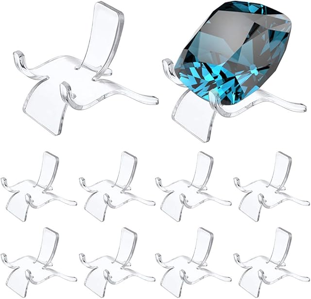 BSTKEY 10 Pcs 4.7cm Clear Acrylic Easel Holder Display Stand for Geodes Rock Mineral Agate Fossil Coral, Stool Modeling Acrylic Display Holder, Mobile Phone Holder