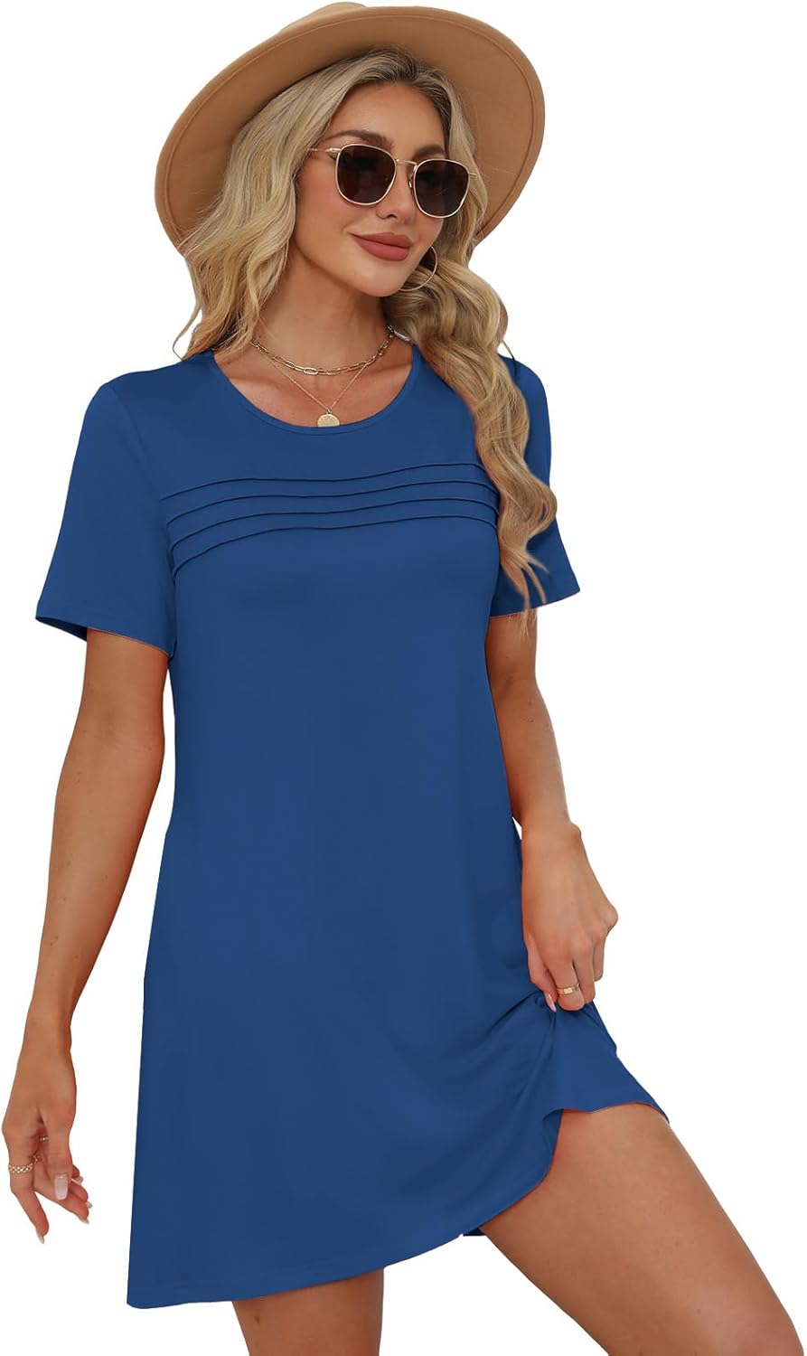 Womens Dresses Casual Short Sleeve Tunic Summer Midi Dress for Women S-XXL - Image 5