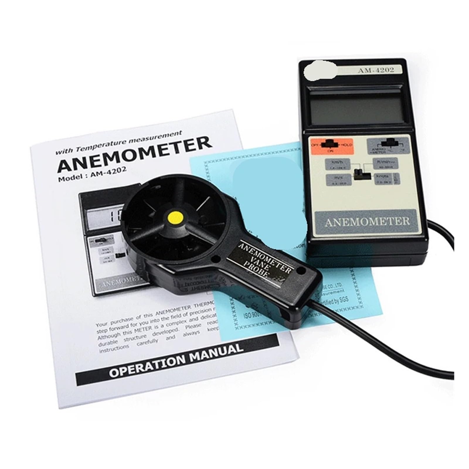 Anemometry, Anemometr skrzydełkowy z czujnikiem termopary typu K o przepływie 0,4-30,0 m/s i gołą głowicą