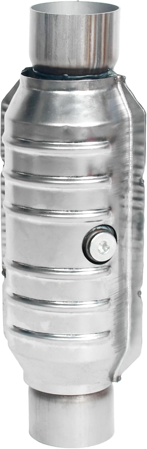 Universal Catalytic Converter, 2.25" Inlet/Outlet Catalytic Converter Universal High Flow Front Cat Convertor Direct-Fit with O2 Port & Heat Shield