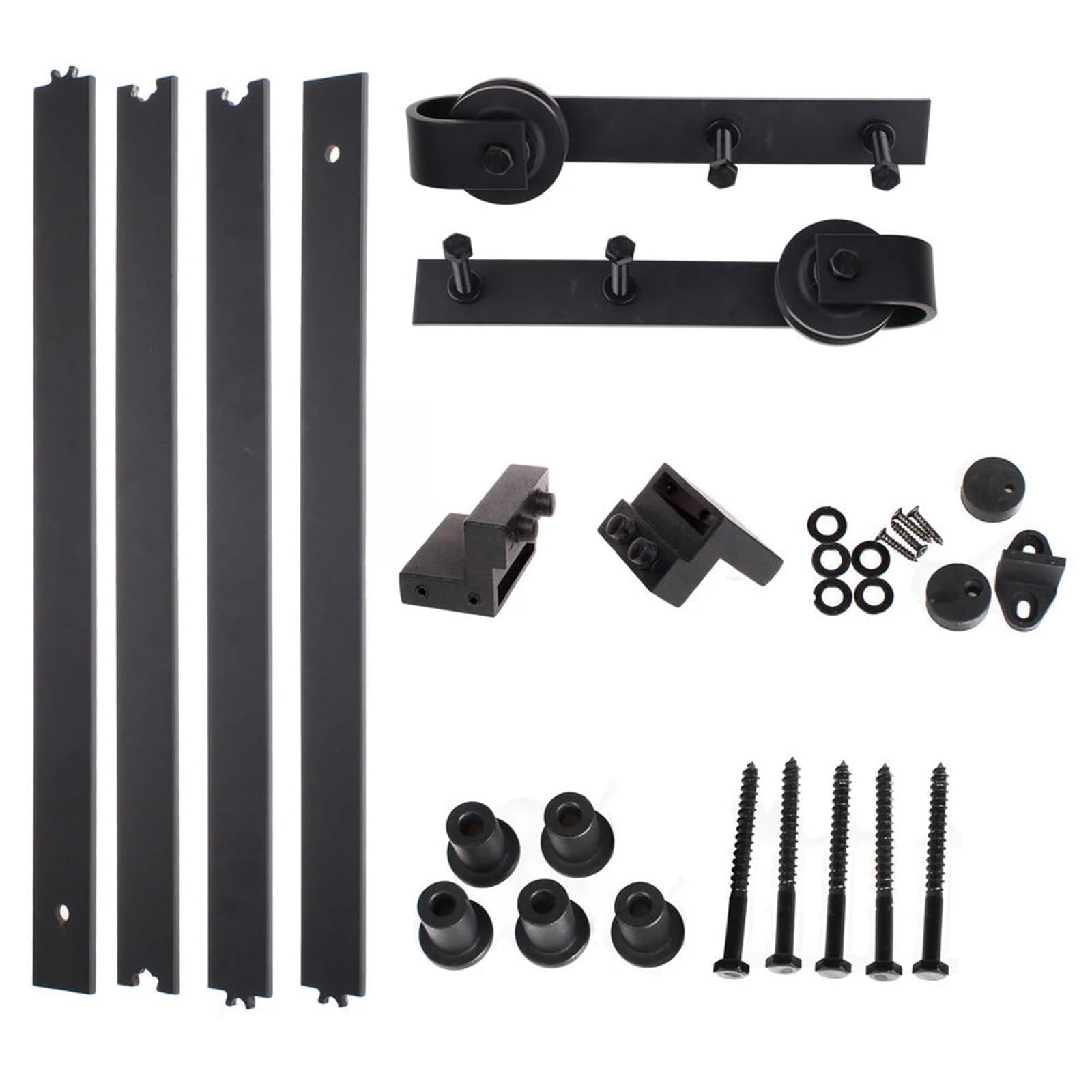 Csdasw 1 Sliding Barn Door Hardware Roller Track Rail Kit Set For Closet Cabinet Wood Barn Door Rail Track Kit System 80Cm Door Hardware Smooth And Quiet(180Cm Single Door)