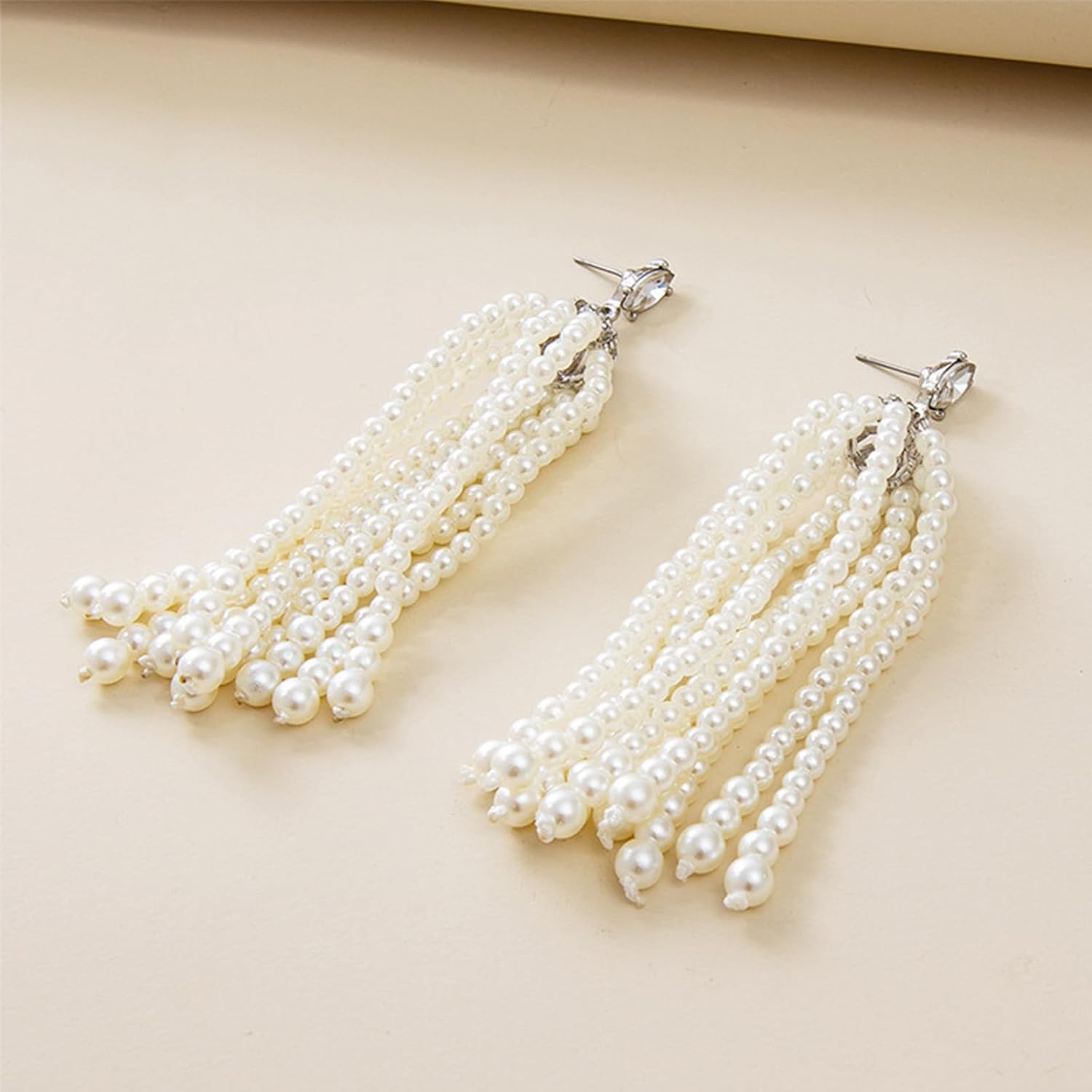 HETICA Long Tassel Pearl Dangle Earrings for Women, Exaggerated Faux Freshwater Fashion Pearl Drop Dangle Earrings Jewelry Bridal Wedding Gift - Image 2