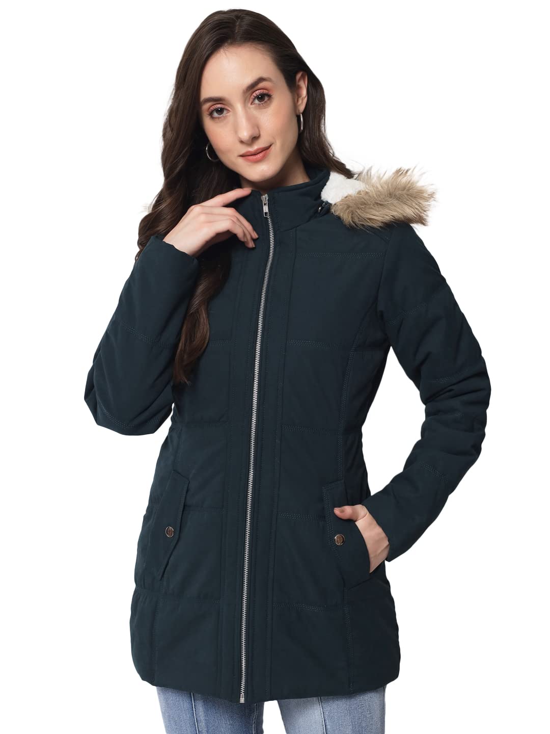 Trufit Women Full Sleeves Solid Cotton Jacket With Removable Hood