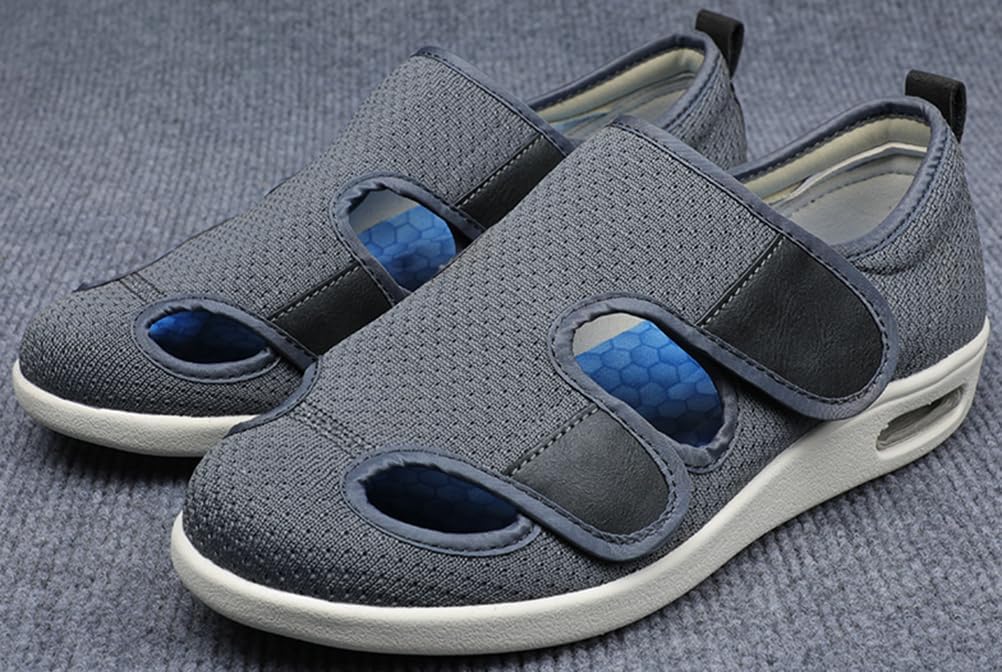 Women’s Diabetic Shoes Wide Width Elderly Summer Walking Shoes Adjustable Closure Breathable Air Cushion Sandals for Plantar Fasciitis Bunions Swollen Feet