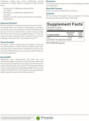 Miniatura 3 de Zinc Active ON 60 Cápsulas  Suplemento de zinc 54mg  Quelato de bisglicinato  Alta absorción - Privavite