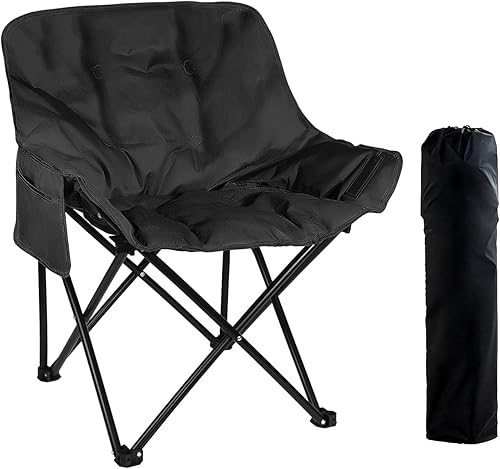 Silla de luna de respaldo alto acolchado de 3 capas para exteriores con algodón grueso, tela Oxford 600D, silla de camping plegable portátil con