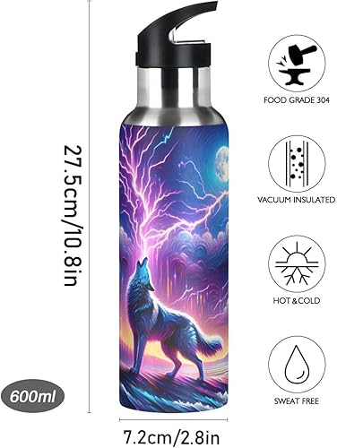 Vista 232 de Botella de agua amarilla para niños y niños, con aislamiento de acero inoxidable, para agua fría y caliente, con tapa con pajilla, para deportes