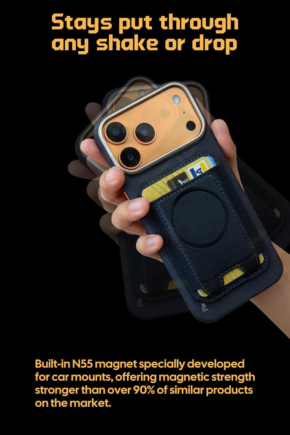 Magnetic wallet for iphone, Compatible with car mount& phone grip, Magnetic phone wallets, for iPhone12-17 Series, Slim minimalist vegan leather Magsafe wallet, Black (DBX003) - Image 4