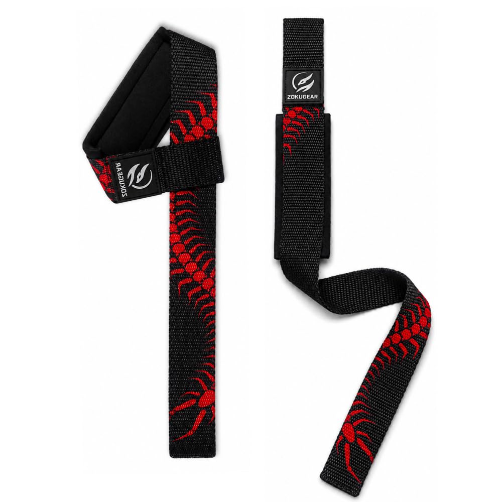Red Centipede Lifting Straps for Weightlifting, Deadlifts, Powerlifting & Bodybuilding | Heavy Duty Wrist Support | Premium Gym Grip Straps for Pull Day Training (Pair)-image-38